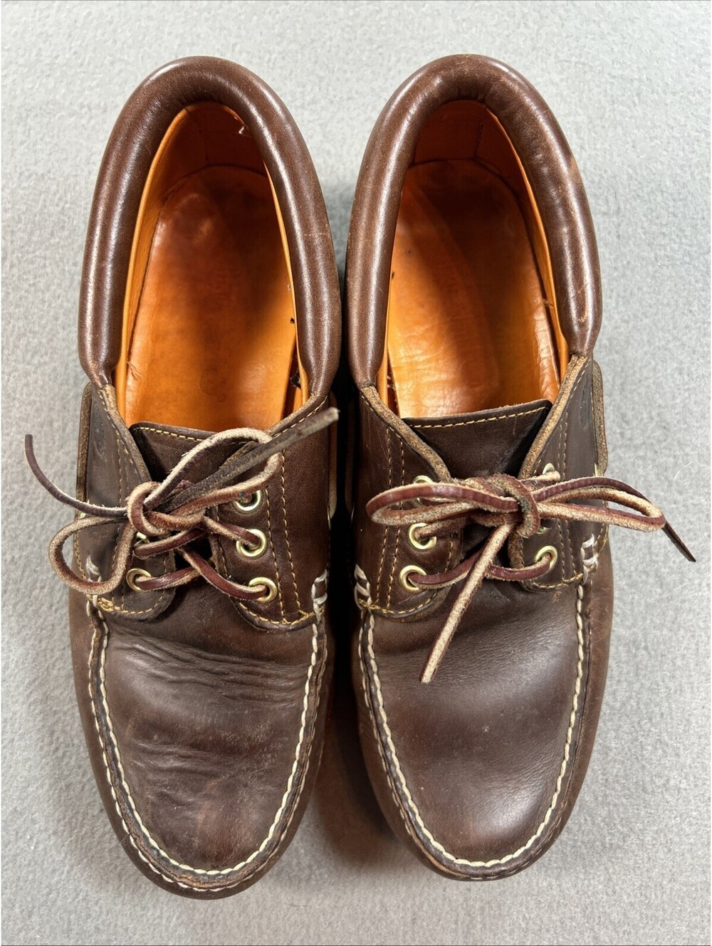 Mens 8.5 Wide Timberland Goretex Waterproof Lug Sole Boat Shoes Brown Leather